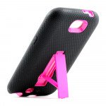 Wholesale Note 2 / N7100 Armor Hybrid Case with Stand (Black-Hotpink)